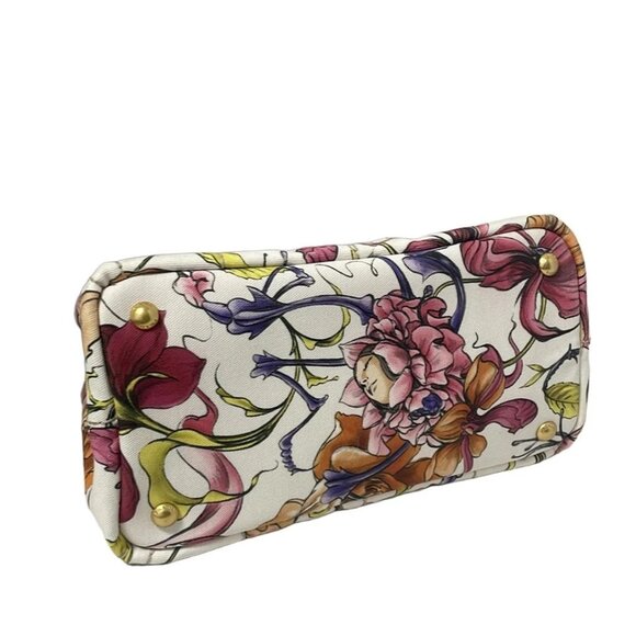 PRADA Canapa - White Pink Multi Canvas Tote Bag 554-050625 - Picture 4 of 9